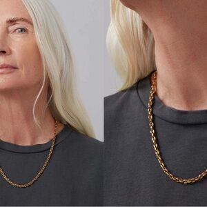 Jenny Dhani Chain necklace. 14K gold plated stainless steel. Fold over clasp 20”